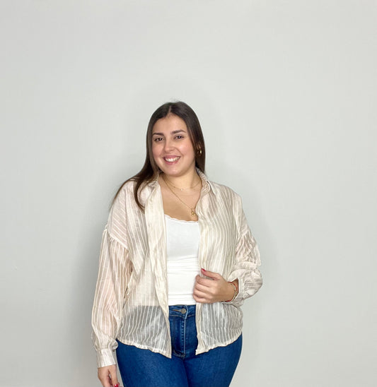 Camisa Margot Beige Semitransparente