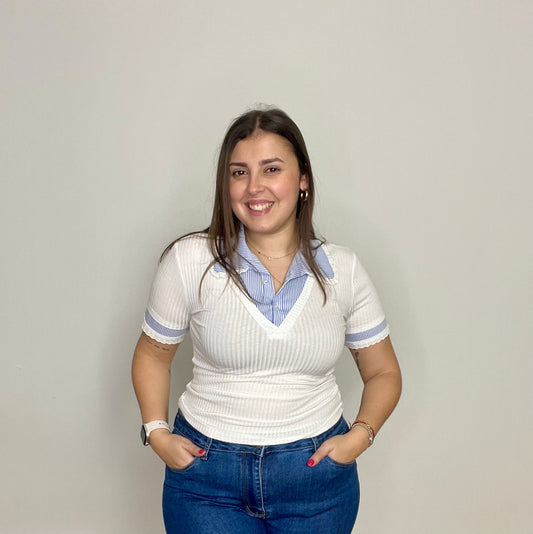 Camiseta Vichy Blanca